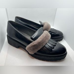 GABRIELLA Women’s Shoes Real Fur Nero Leather Black Size 38 / 8US Authentic New